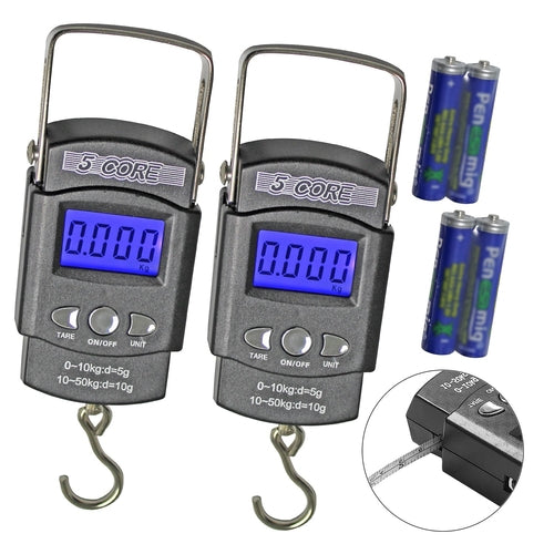 5 Core Fishing Scale 110lb/50kg • Hanging Digital Luggage Weighing